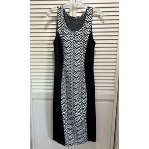 French Atmosphere Bodycon Maxi Dress Black/White‎ Zigzag Size XS